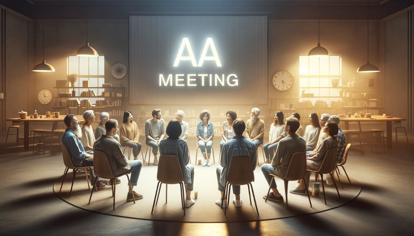 AA-group-meeting-of-diverse-individuals-gathered-together-in-a-supportive-and-communal-setting
